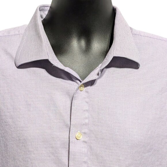 Charles Tyrwhitt Slim Fit Dress Shirt 18 Lilac Textured 100% Cotton L/S - Picture 6 of 10